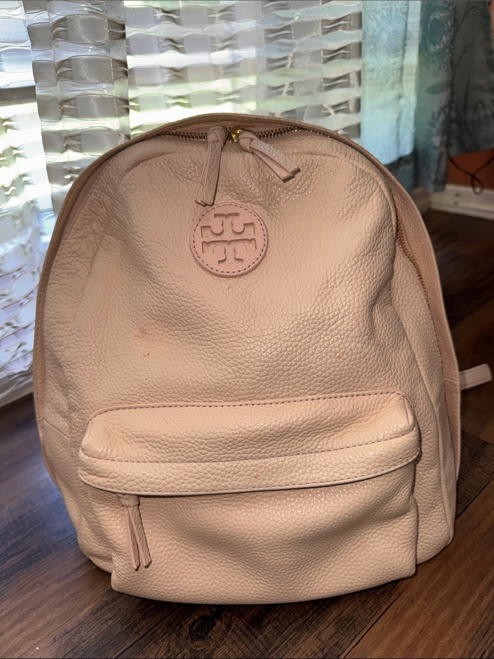 Tory Burch Blush Pebbled Leather Backpack